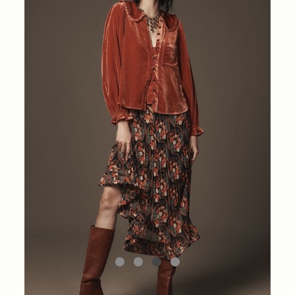Anthropologie Pilcro Women's Velvet Rust Top NWT XL - Picture 2 of 4